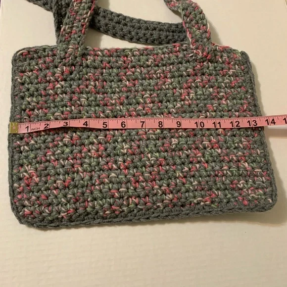 Shoulder Bag solid gray on one side mix Gray and pink on the other side - Picture 14 of 16